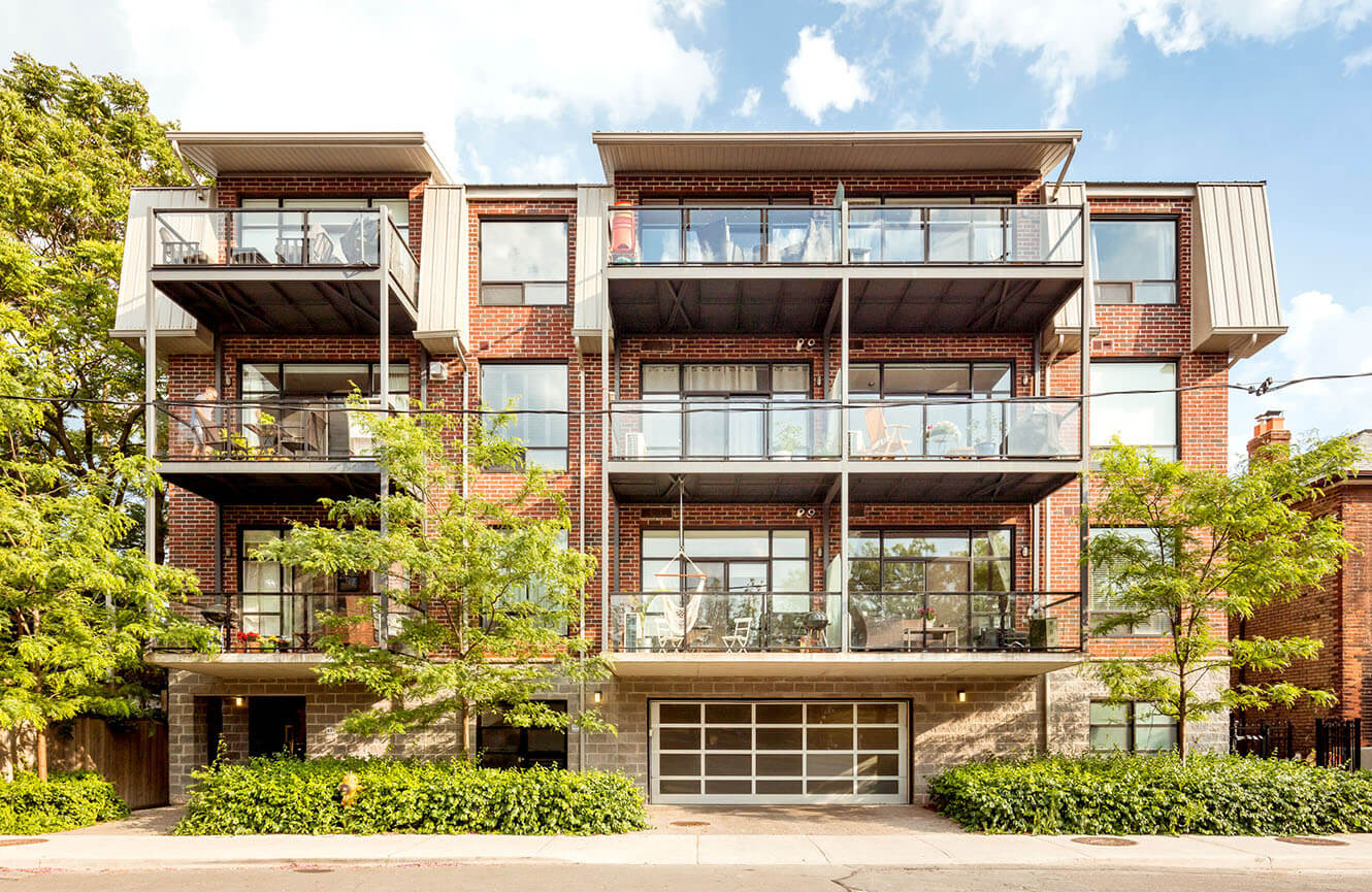 Abode Lofts Exterior Showing Front of Building from Head On