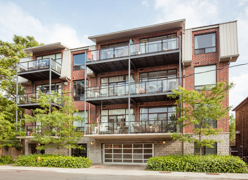 Abode Lofts Exterior Showing Front of Building from Right Hand Side