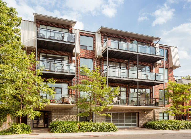 Abode Lofts Exterior Showing Front of Building from Left Hand Side