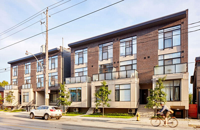 East Village Leslieville Showing Exterior Front of Buildings from Street Right Hand Side