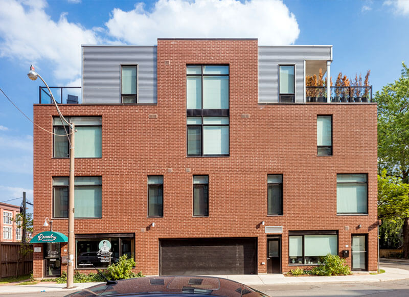 leslieville lofthouses Showing Exterior Left Hand Side Head On