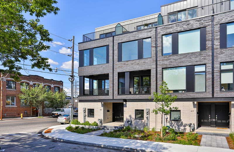 Piano Towns Showing Exterior Front of Buildings from Street Right Angle