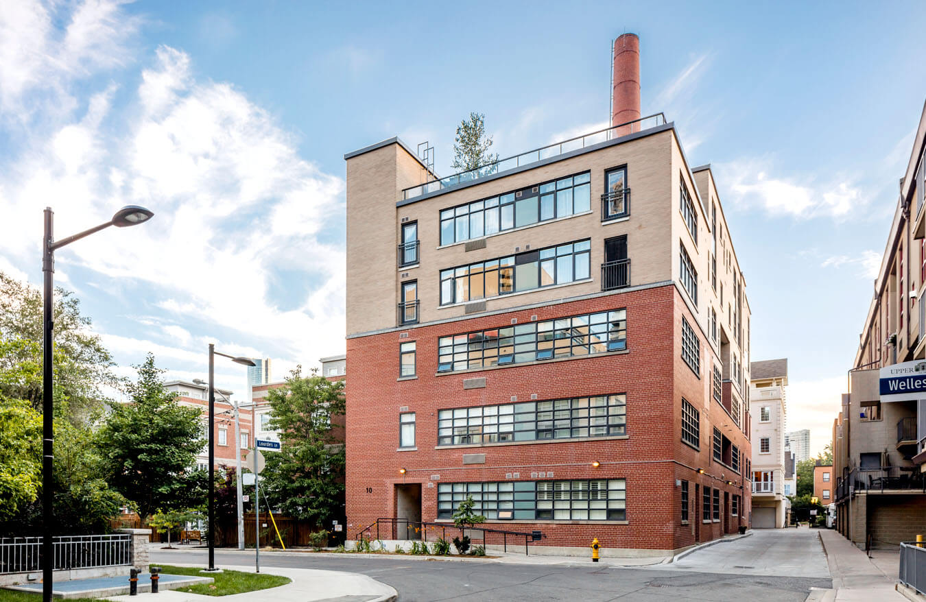 Steam Plant Lofts Showing Exterior Side Angle of Building from the Street