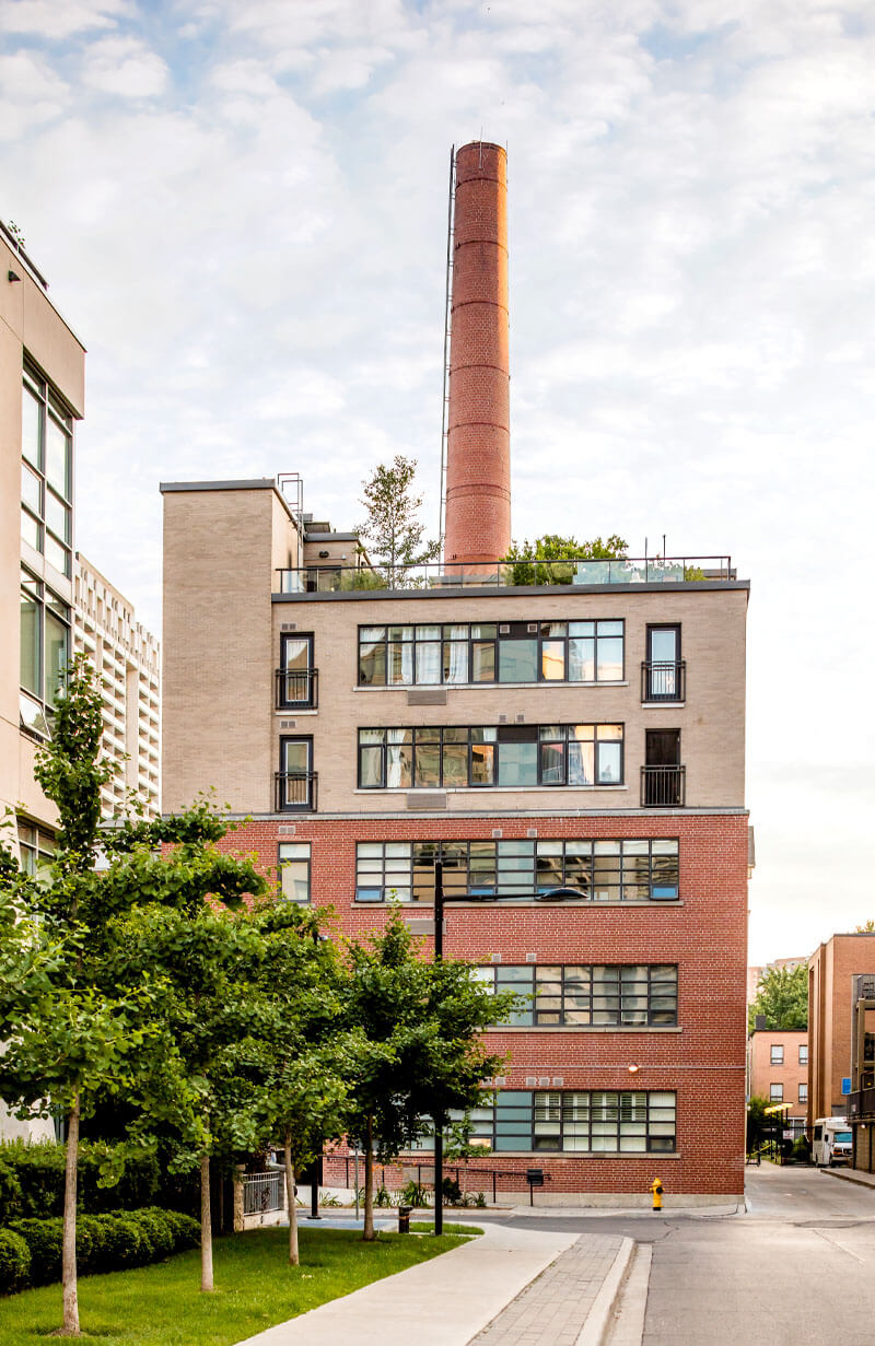 Steam Plant Lofts Showing Exterior of Building Head On from the Street