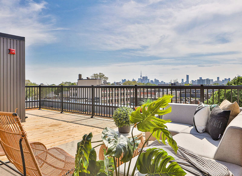 Sunday School Lofts Exterior Showing Suite Terrace and Skyline View